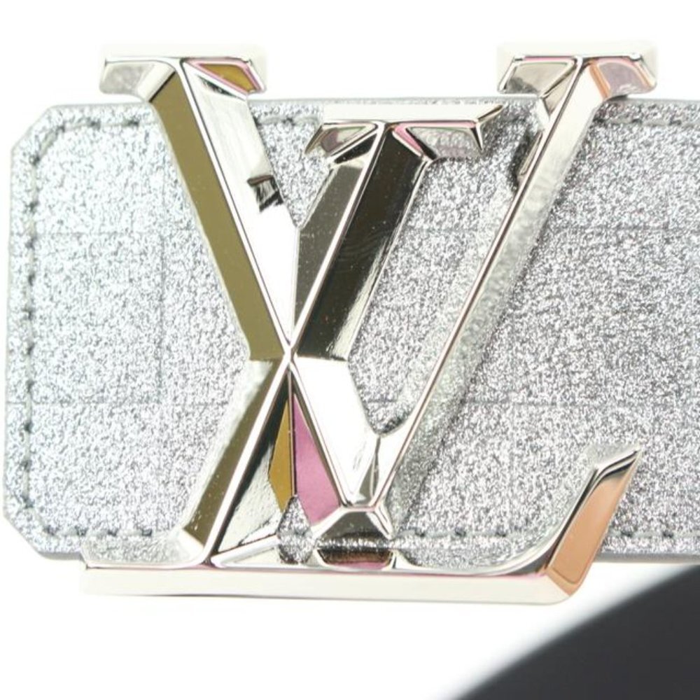 Louis Vuitton Glitter Silver Damier LV Pyramide 40mm Belt 37LV128S - Picture 4 of 12